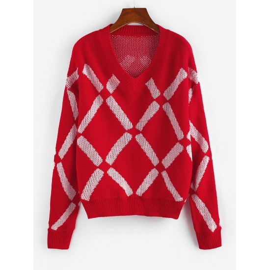 Slouchy Christmas Geo Graphic Sweater Slouchy Christmas Geo Graphic Sweater