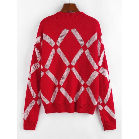 Slouchy Christmas Geo Graphic Sweater Slouchy Christmas Geo Graphic Sweater