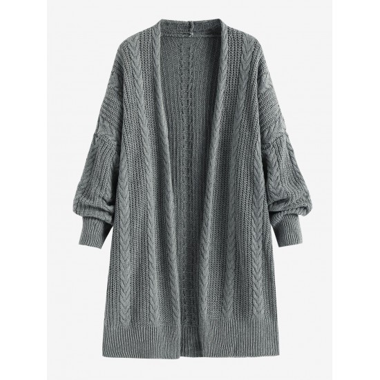 Women's Daily Retro Style Solid Color Cable Knit Open Front Drop Shoulder Oversized Cardigan Women's Daily Retro Style Solid Color Cable Knit Open Front Drop Shoulder Oversized Cardigan