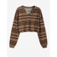 Women's Ethnic Style Tribal Geo Aztec Printed V-notched Pullover Crop Knitwear Sweater Women's Ethnic Style Tribal Geo Aztec Printed V-notched Pullover Crop Knitwear Sweater