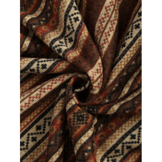 Women's Ethnic Style Tribal Geo Aztec Printed V-notched Pullover Crop Knitwear Sweater Women's Ethnic Style Tribal Geo Aztec Printed V-notched Pullover Crop Knitwear Sweater