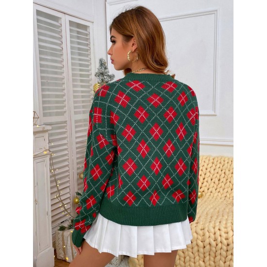 Crewneck Argyle Christmas Sweater Crewneck Argyle Christmas Sweater