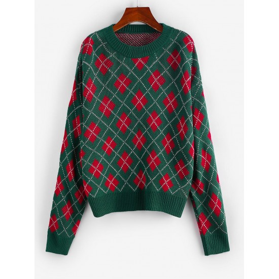 Crewneck Argyle Christmas Sweater Crewneck Argyle Christmas Sweater