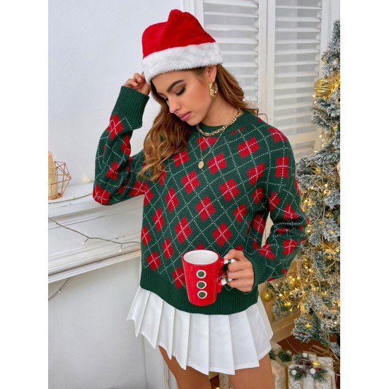 Crewneck Argyle Christmas Sweater Crewneck Argyle Christmas Sweater