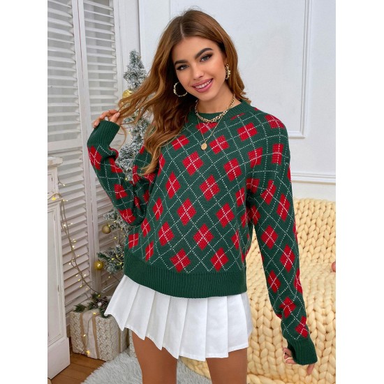 Crewneck Argyle Christmas Sweater Crewneck Argyle Christmas Sweater