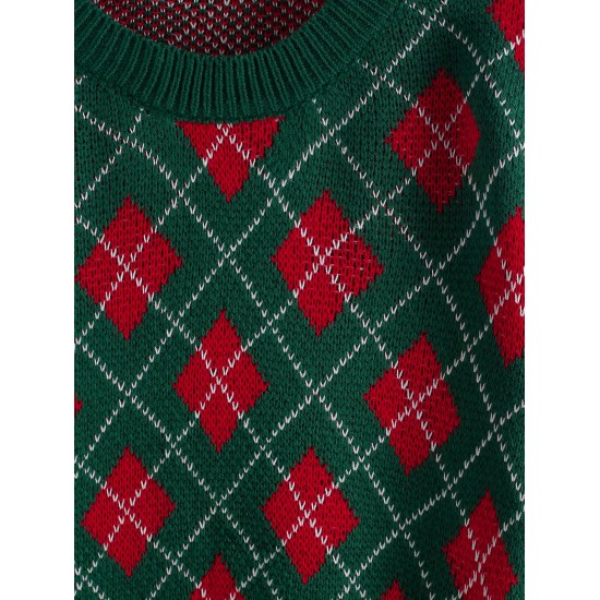 Crewneck Argyle Christmas Sweater Crewneck Argyle Christmas Sweater