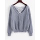 V Neck Lattice Back Cable Knit Sweater V Neck Lattice Back Cable Knit Sweater