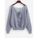 V Neck Lattice Back Cable Knit Sweater V Neck Lattice Back Cable Knit Sweater