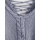 V Neck Lattice Back Cable Knit Sweater V Neck Lattice Back Cable Knit Sweater