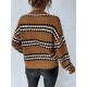 Contrast Striped Drop Shoulder Slouchy Sweater Contrast Striped Drop Shoulder Slouchy Sweater