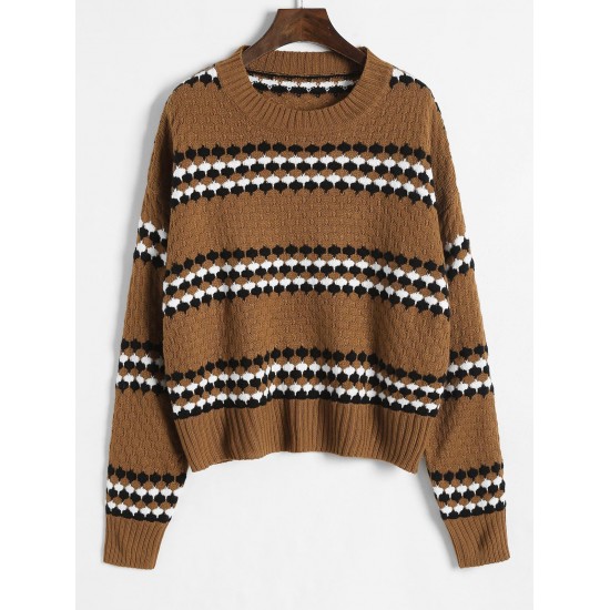 Contrast Striped Drop Shoulder Slouchy Sweater Contrast Striped Drop Shoulder Slouchy Sweater