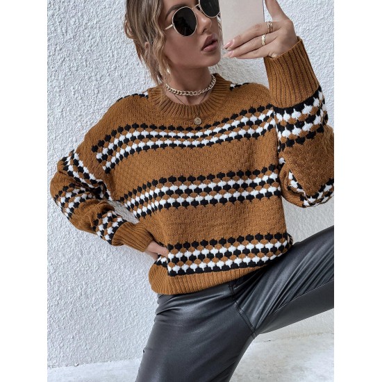 Contrast Striped Drop Shoulder Slouchy Sweater Contrast Striped Drop Shoulder Slouchy Sweater
