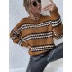 Contrast Striped Drop Shoulder Slouchy Sweater Contrast Striped Drop Shoulder Slouchy Sweater