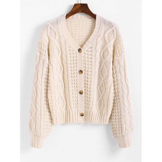 Button Up Cable Chunky Fisherman Knit Cardigan Button Up Cable Chunky Fisherman Knit Cardigan