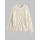 Women's Daily Solid Color Long Sleeve Drop Shoulder Loose Cable Knit Crew Neck Pullover Jumper Fisherman Sweater Women's Daily Solid Color Long Sleeve Drop Shoulder Loose Cable Knit Crew Neck Pullover Jumper Fisherman Sweater
