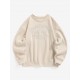 Women's Letter Embroidered Thermal Fleece Lined Crew Neck Loose Pullover Sweatshirt Women's Letter Embroidered Thermal Fleece Lined Crew Neck Loose Pullover Sweatshirt