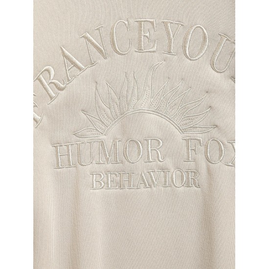 Women's Letter Embroidered Thermal Fleece Lined Crew Neck Loose Pullover Sweatshirt Women's Letter Embroidered Thermal Fleece Lined Crew Neck Loose Pullover Sweatshirt