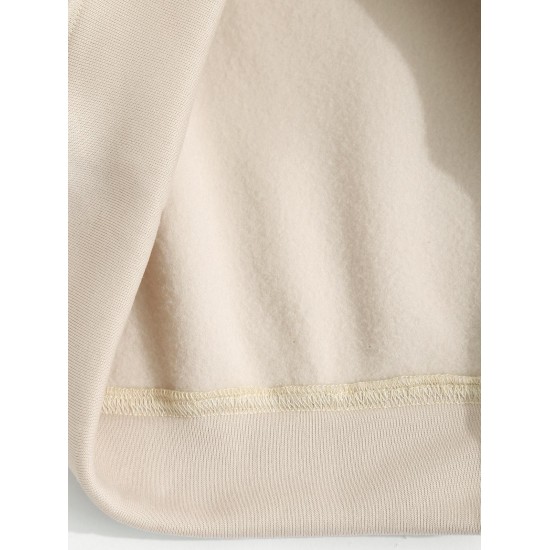 Women's Letter Embroidered Thermal Fleece Lined Crew Neck Loose Pullover Sweatshirt Women's Letter Embroidered Thermal Fleece Lined Crew Neck Loose Pullover Sweatshirt