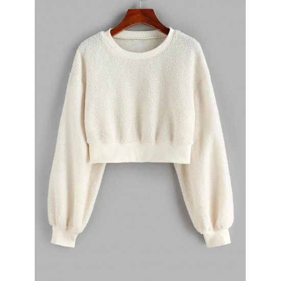 Faux Shearling Drop Shoulder Teddy Sweatshirt Faux Shearling Drop Shoulder Teddy Sweatshirt