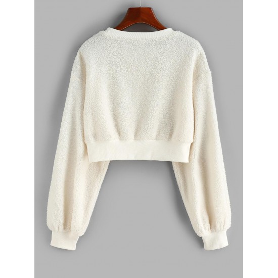 Faux Shearling Drop Shoulder Teddy Sweatshirt Faux Shearling Drop Shoulder Teddy Sweatshirt