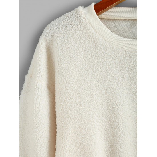 Faux Shearling Drop Shoulder Teddy Sweatshirt Faux Shearling Drop Shoulder Teddy Sweatshirt