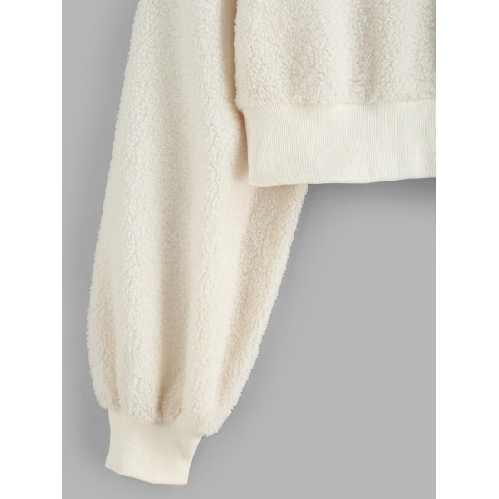 Faux Shearling Drop Shoulder Teddy Sweatshirt Faux Shearling Drop Shoulder Teddy Sweatshirt