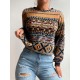 Drop Shoulder Ethnic Aztec Printed Sweatshirt Drop Shoulder Ethnic Aztec Printed Sweatshirt