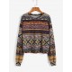 Drop Shoulder Ethnic Aztec Printed Sweatshirt Drop Shoulder Ethnic Aztec Printed Sweatshirt