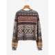Drop Shoulder Ethnic Aztec Printed Sweatshirt Drop Shoulder Ethnic Aztec Printed Sweatshirt