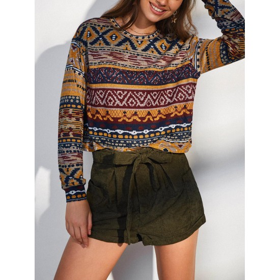 Drop Shoulder Ethnic Aztec Printed Sweatshirt Drop Shoulder Ethnic Aztec Printed Sweatshirt