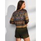 Drop Shoulder Ethnic Aztec Printed Sweatshirt Drop Shoulder Ethnic Aztec Printed Sweatshirt
