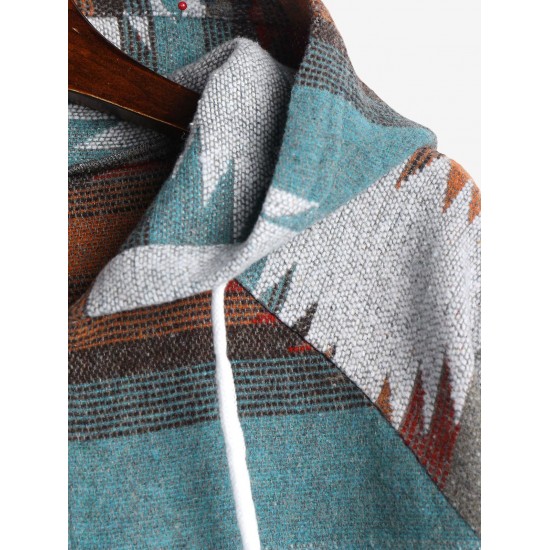 Women's Daily Ethnic Aztec Print Long Raglan Sleeve Kangaroo Pocket Quarter Zip Toggle Drawstring Hem Pullover Hoodie Women's Daily Ethnic Aztec Print Long Raglan Sleeve Kangaroo Pocket Quarter Zip Toggle Drawstring Hem Pullover Hoodie