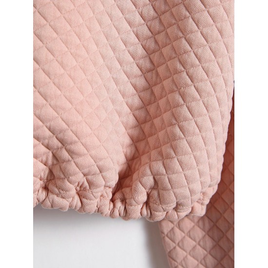 Rhombus Textured Drop Shoulder Half Zip Sweatshirt Rhombus Textured Drop Shoulder Half Zip Sweatshirt
