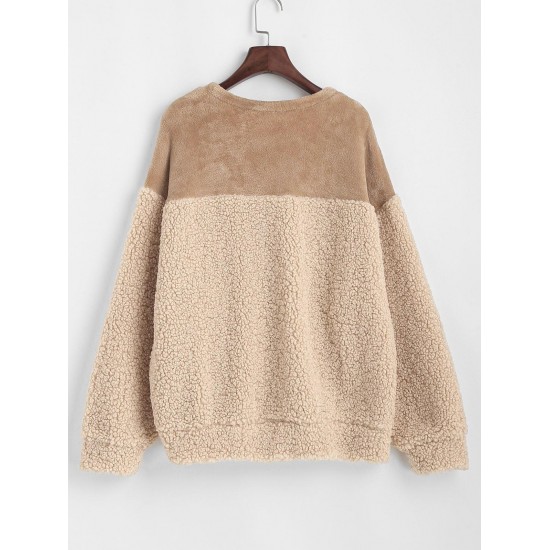 Loose Fluffy Combo Teddy Sweatshirt Loose Fluffy Combo Teddy Sweatshirt