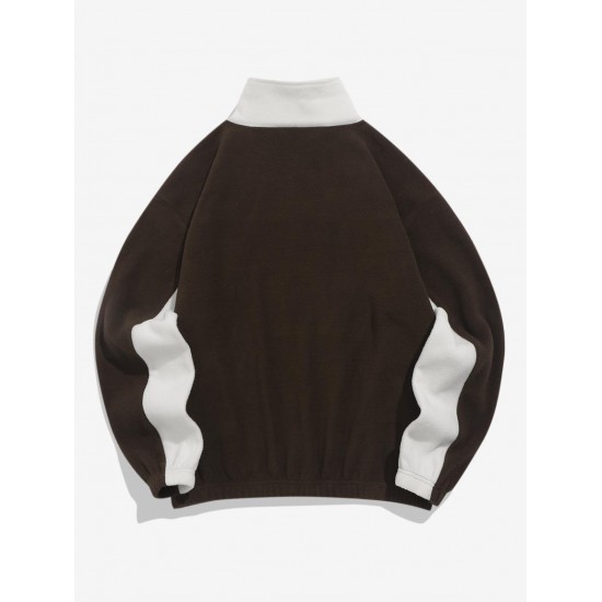 Women's Blokecore Colorblock Two Tone CALIFORNIA Graphic Embroidered Quarter Zip Stand Collar Thermal Fleece Drop Shoulder Pullover Sweatshirt Women's Blokecore Colorblock Two Tone CALIFORNIA Graphic Embroidered Quarter Zip Stand Collar Thermal Fleece Drop Shoulder Pullover Sweatshirt