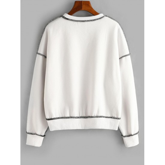 Loose Exposed Seam Fleece Lined Sweatshirt Loose Exposed Seam Fleece Lined Sweatshirt