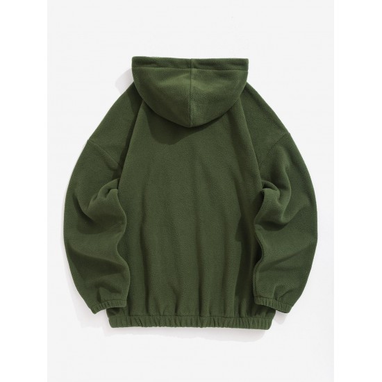 Women's Polar Fleece Letter Mountain Embroidered Quarter Zip Daily Casual Pullover Hoodie Women's Polar Fleece Letter Mountain Embroidered Quarter Zip Daily Casual Pullover Hoodie