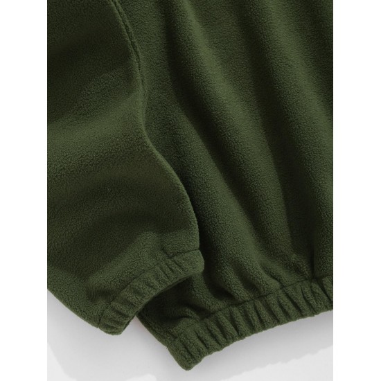 Women's Polar Fleece Letter Mountain Embroidered Quarter Zip Daily Casual Pullover Hoodie Women's Polar Fleece Letter Mountain Embroidered Quarter Zip Daily Casual Pullover Hoodie