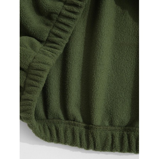 Women's Polar Fleece Letter Mountain Embroidered Quarter Zip Daily Casual Pullover Hoodie Women's Polar Fleece Letter Mountain Embroidered Quarter Zip Daily Casual Pullover Hoodie
