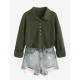 Women's Casual Solid Color Textured Half Buttoned Collared Long Sleeve Loose Drop Shoulder Sweatshirt Women's Casual Solid Color Textured Half Buttoned Collared Long Sleeve Loose Drop Shoulder Sweatshirt