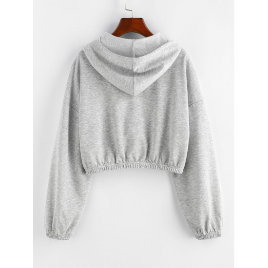 Drop Shoulder Zip Up Drawstring Hoodie Drop Shoulder Zip Up Drawstring Hoodie