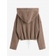 Women's Drawstring Hem Drop Shoulder Daily Solid Color Fluffy Fuzzy Textured Half Buttoned Hoodie Women's Drawstring Hem Drop Shoulder Daily Solid Color Fluffy Fuzzy Textured Half Buttoned Hoodie