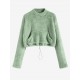 Women's Faux Fur Fluffy Mock Neck Toggle Drawstring Kangaroo Pocket Solid Color Drop Shoulder Crop Sweatshirt Women's Faux Fur Fluffy Mock Neck Toggle Drawstring Kangaroo Pocket Solid Color Drop Shoulder Crop Sweatshirt