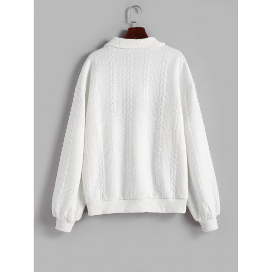 Women's Casual BROOKLYN NEW YORK Letter Embroidered Quarter Zip Cable Textured Pullover Sweatshirt Women's Casual BROOKLYN NEW YORK Letter Embroidered Quarter Zip Cable Textured Pullover Sweatshirt