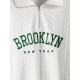 Women's Casual BROOKLYN NEW YORK Letter Embroidered Quarter Zip Cable Textured Pullover Sweatshirt Women's Casual BROOKLYN NEW YORK Letter Embroidered Quarter Zip Cable Textured Pullover Sweatshirt