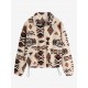 Women's Drop Shoulder Ethnic Aztec Tribal Geo Print Quarter Zip Toggle Drawstring Fluffy Teddy Sweatshirt Women's Drop Shoulder Ethnic Aztec Tribal Geo Print Quarter Zip Toggle Drawstring Fluffy Teddy Sweatshirt