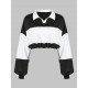 Women's Daily Athleisure Casual Style Two Tone Colorblock Toggle Drawstring Collared Long Sleeve Crop Sweatshirt Women's Daily Athleisure Casual Style Two Tone Colorblock Toggle Drawstring Collared Long Sleeve Crop Sweatshirt
