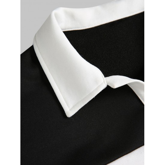 Women's Daily Athleisure Casual Style Two Tone Colorblock Toggle Drawstring Collared Long Sleeve Crop Sweatshirt Women's Daily Athleisure Casual Style Two Tone Colorblock Toggle Drawstring Collared Long Sleeve Crop Sweatshirt